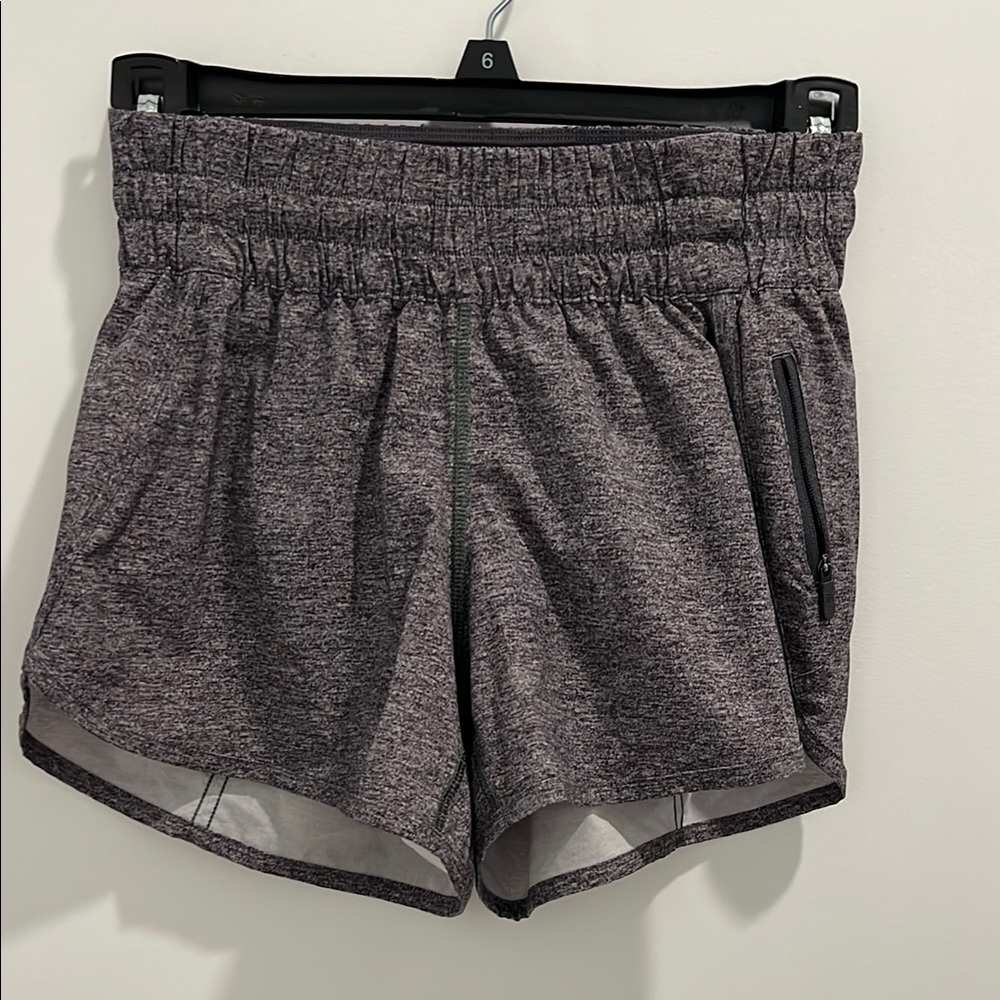 Lululemon Heather Gray Women's Athletic Shorts with Zipper Pockets (Like New)